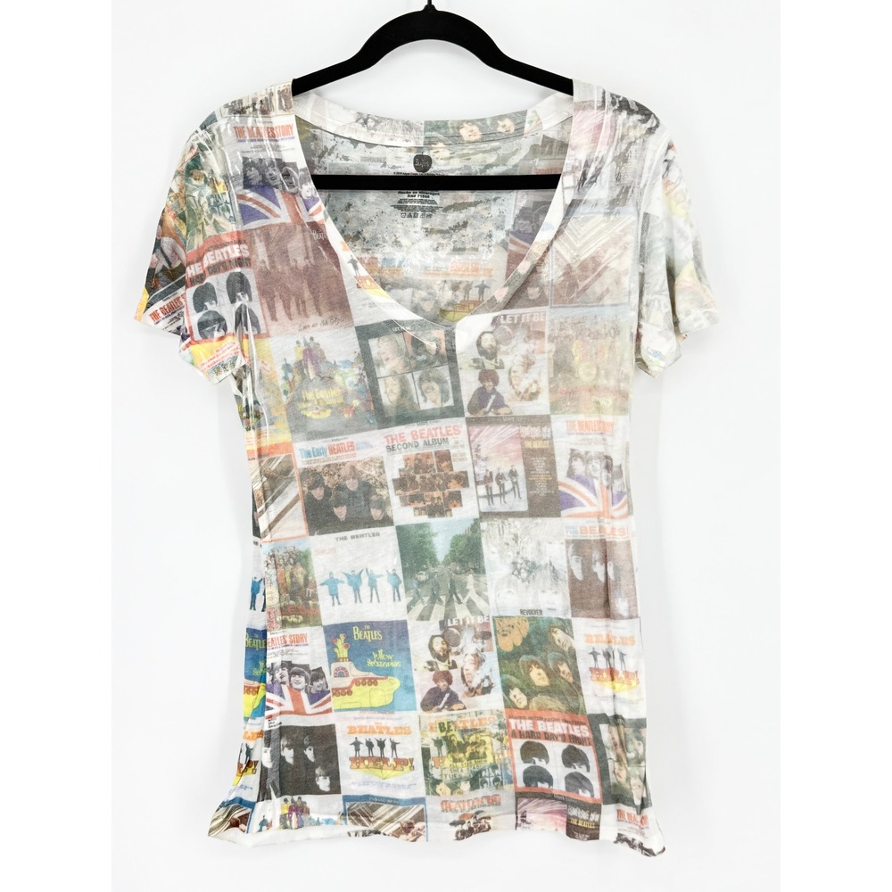 The Beatles Y2k Women's Album Cover Print  Deep V Fitted Long T-Shirt 2010 Large